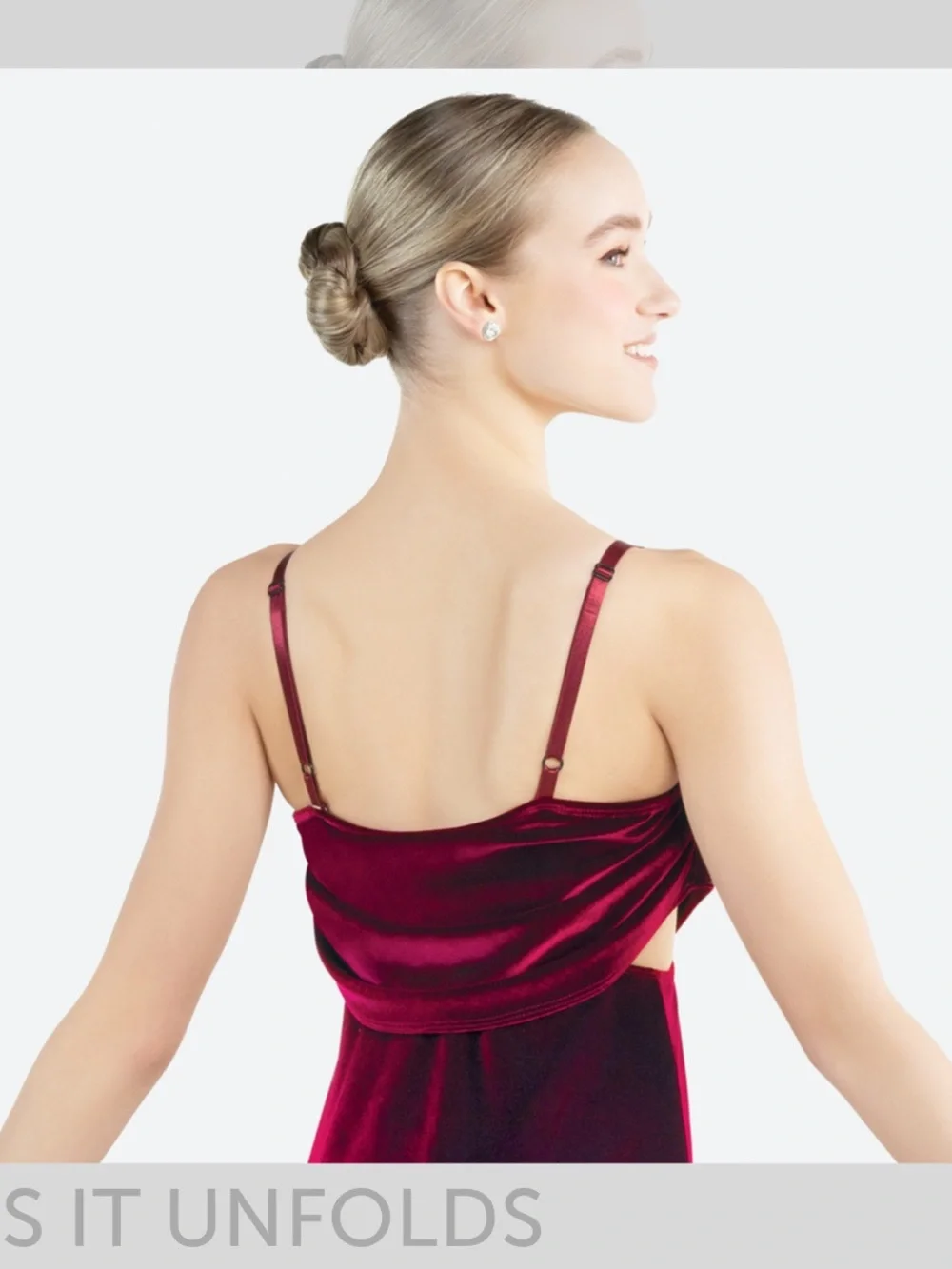 Revolution Dance Costume Burgundy Velvet Dress AS IT UNFOLDS sz  MA